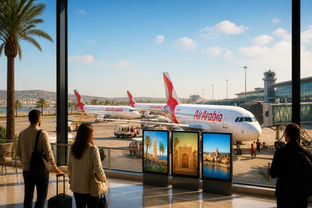 découvrez les vols directs air arabia au départ de lyon vers fès, casablanca et tanger. profitez de tarifs avantageux et d'un voyage confortable vers le maroc.