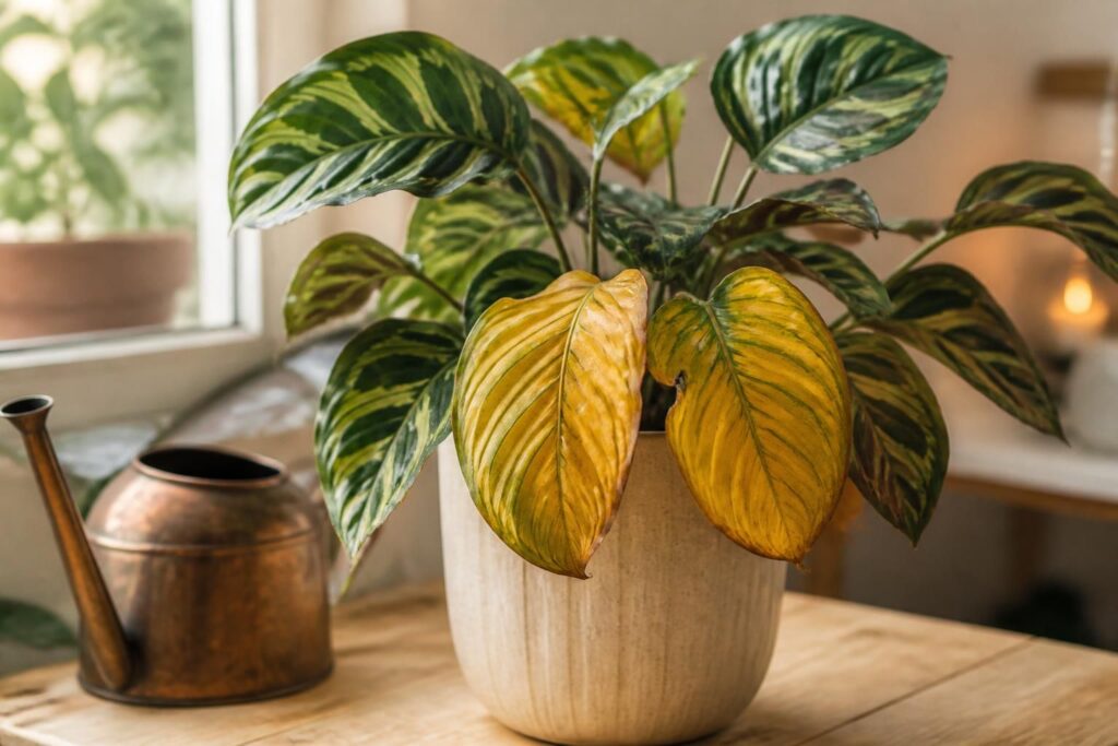 découvrez comment entretenir parfaitement votre calathea : conseils d'arrosage, exposition idéale et astuces pour soigner les feuilles jaunes.
