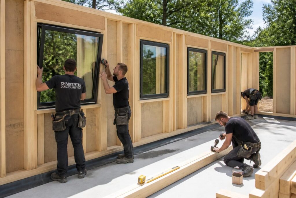 découvrez les étapes essentielles pour le montage d'une ossature bois, incluant la pose des fenêtres et la fixation des lisses basses, afin d'assurer une construction durable et performante.